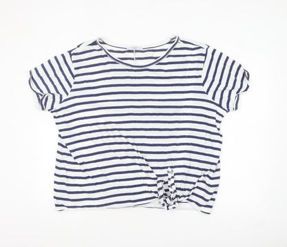 Next Women's Blue White Striped Tie Front T-Shirt Size 18