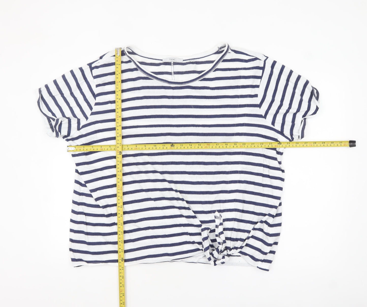 Next Women's Blue White Striped Tie Front T-Shirt Size 18