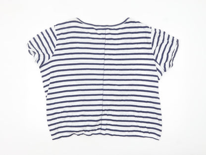 Next Women's Blue White Striped Tie Front T-Shirt Size 18
