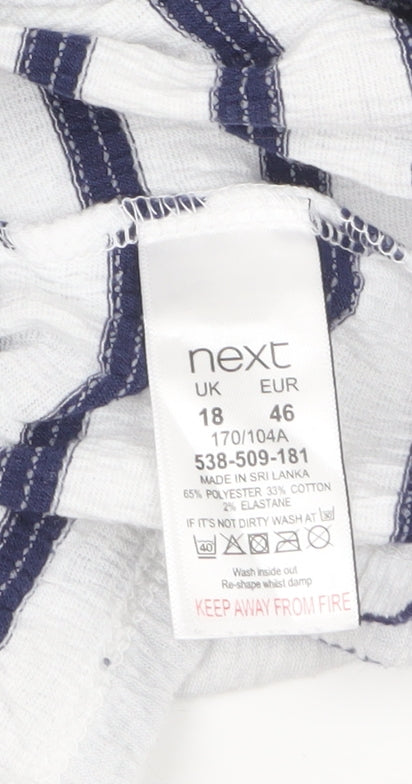 Next Women's Blue White Striped Tie Front T-Shirt Size 18