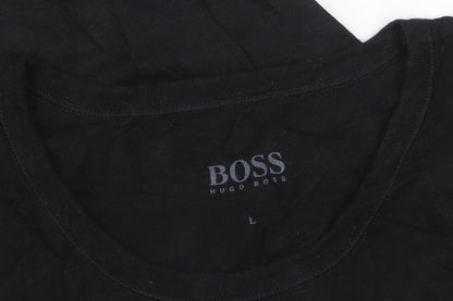 Hugo Boss Men's Black Cotton Crew Neck Regular Fit T-Shirt L