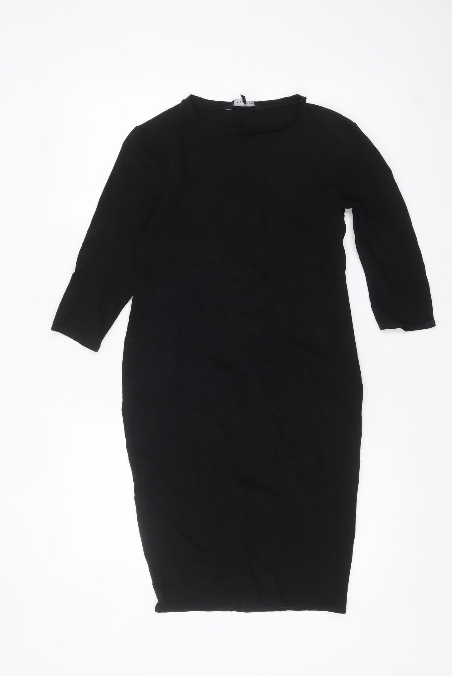 New Look Women’s Black Bodycon Dress Size 12 3/4 Sleeve Knit