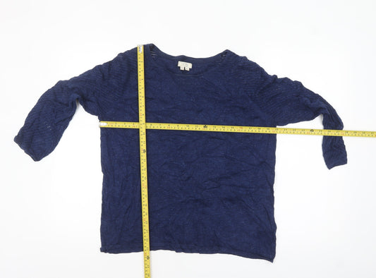 Fat Face Women’s Blue 3/4 Sleeve Cotton Jersey Top UK 10