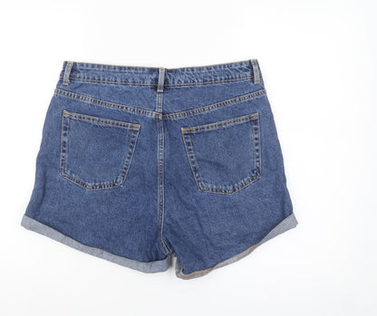 Primark Women Blue Denim Boyfriend Shorts Size 14 High Waist