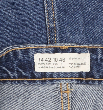 Primark Women Blue Denim Boyfriend Shorts Size 14 High Waist