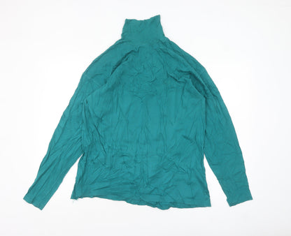 Fred Perry Men's Green XL Roll Neck Cotton Long Sleeve Top