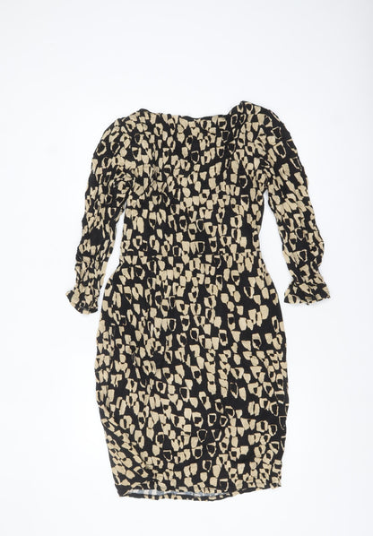Phase Eight Women Black Animal Print Wrap Dress Size 12