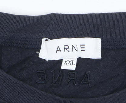 ARNE Men's Blue 2XL Crew Neck Pocket Cotton T-Shirt