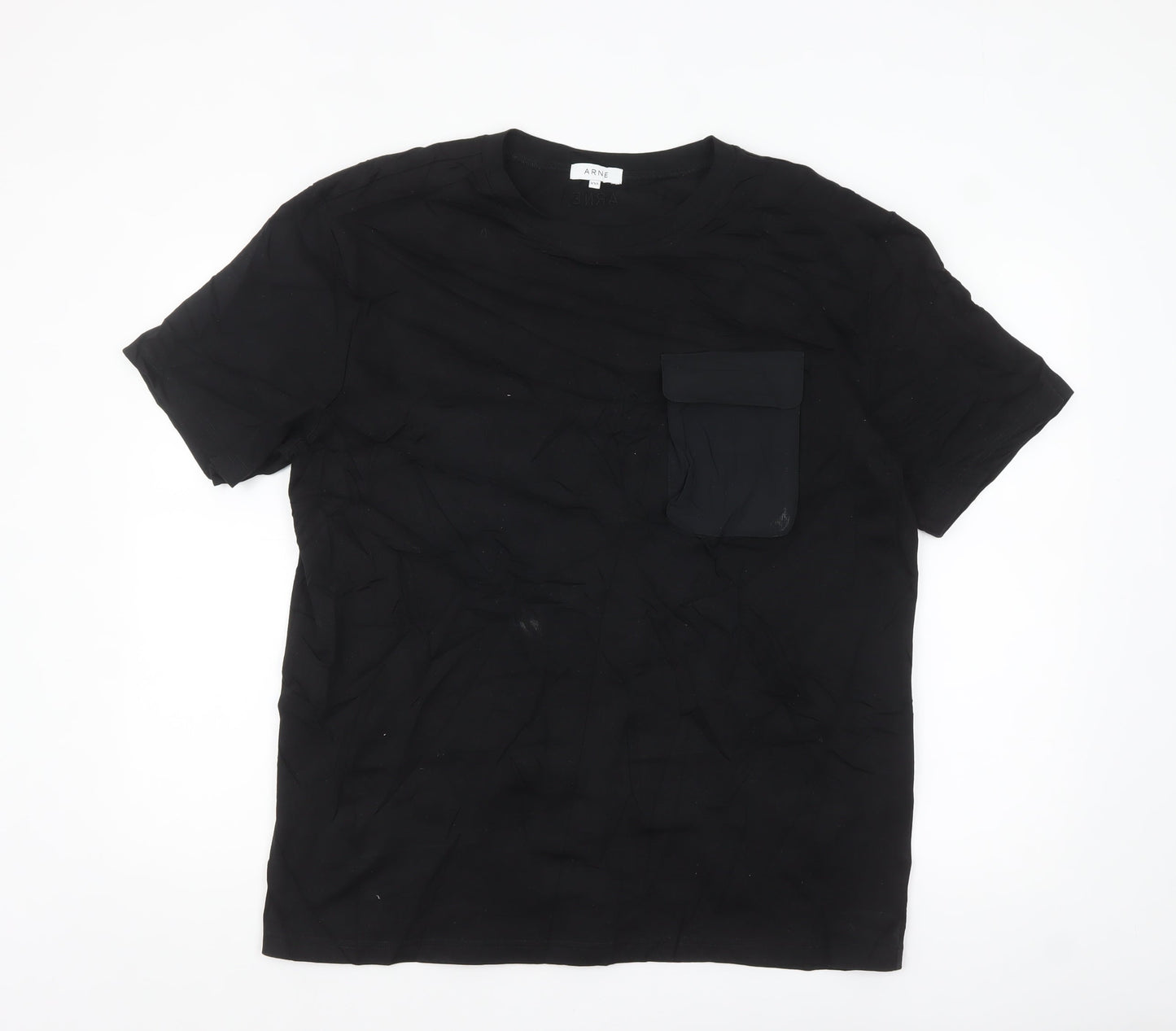 ARNE Men’s Black Crew Neck Short Sleeve T-Shirt 2XL Regular Fit Pocket