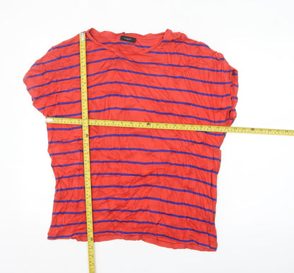 Marks and Spencer Women’s Red Striped Short Sleeve Viscose T-Shirt Size 14