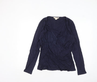 Mauvette Women's Blue Long Sleeve Wrap Blouse Size 12