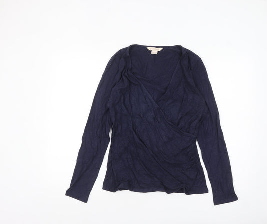 Mauvette Women's Blue Long Sleeve Wrap Blouse Size 12