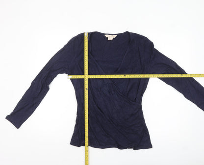 Mauvette Women's Blue Long Sleeve Wrap Blouse Size 12