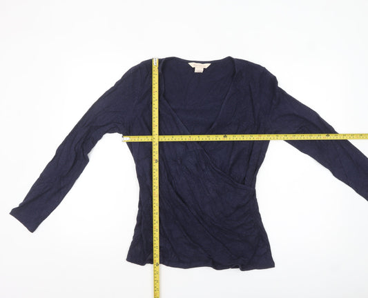 Mauvette Women's Blue Long Sleeve Wrap Blouse Size 12