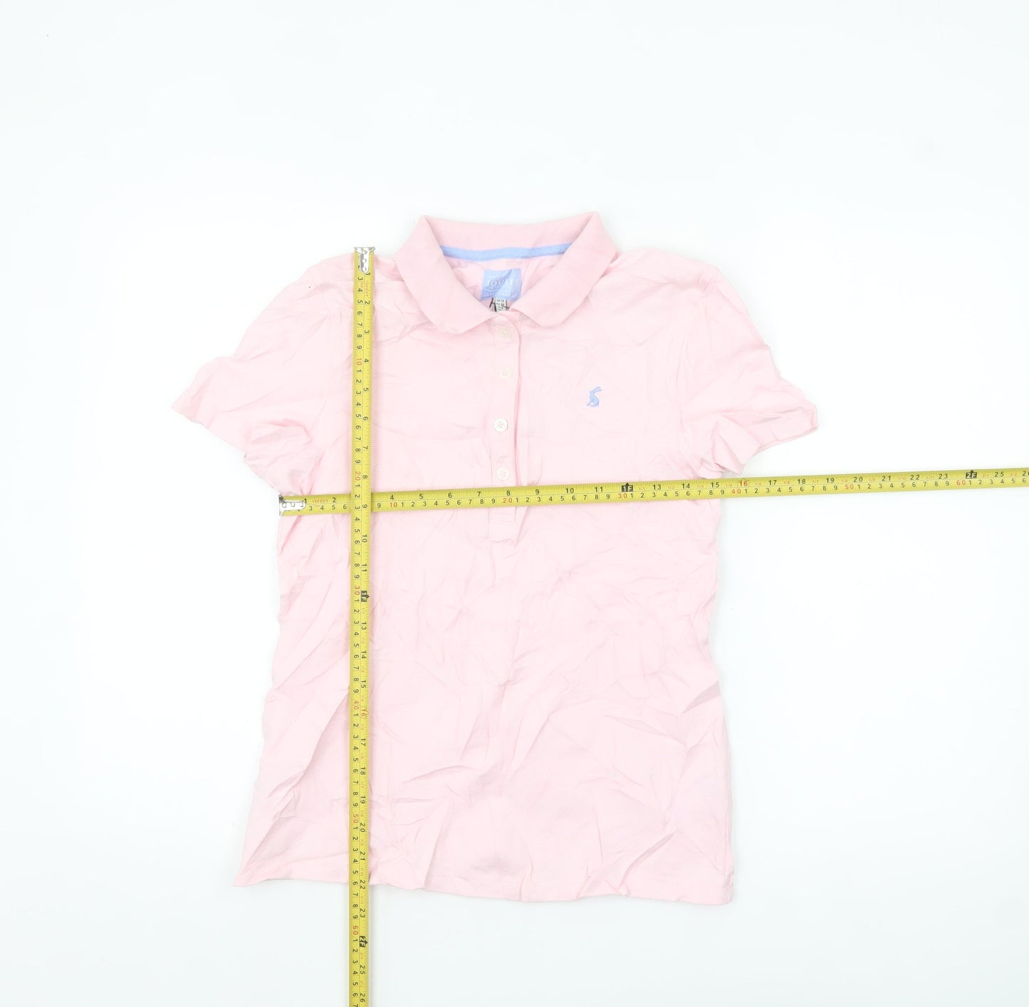 Joules Women's Pink Polo Shirt UK 10 Short Sleeve Cotton Blend