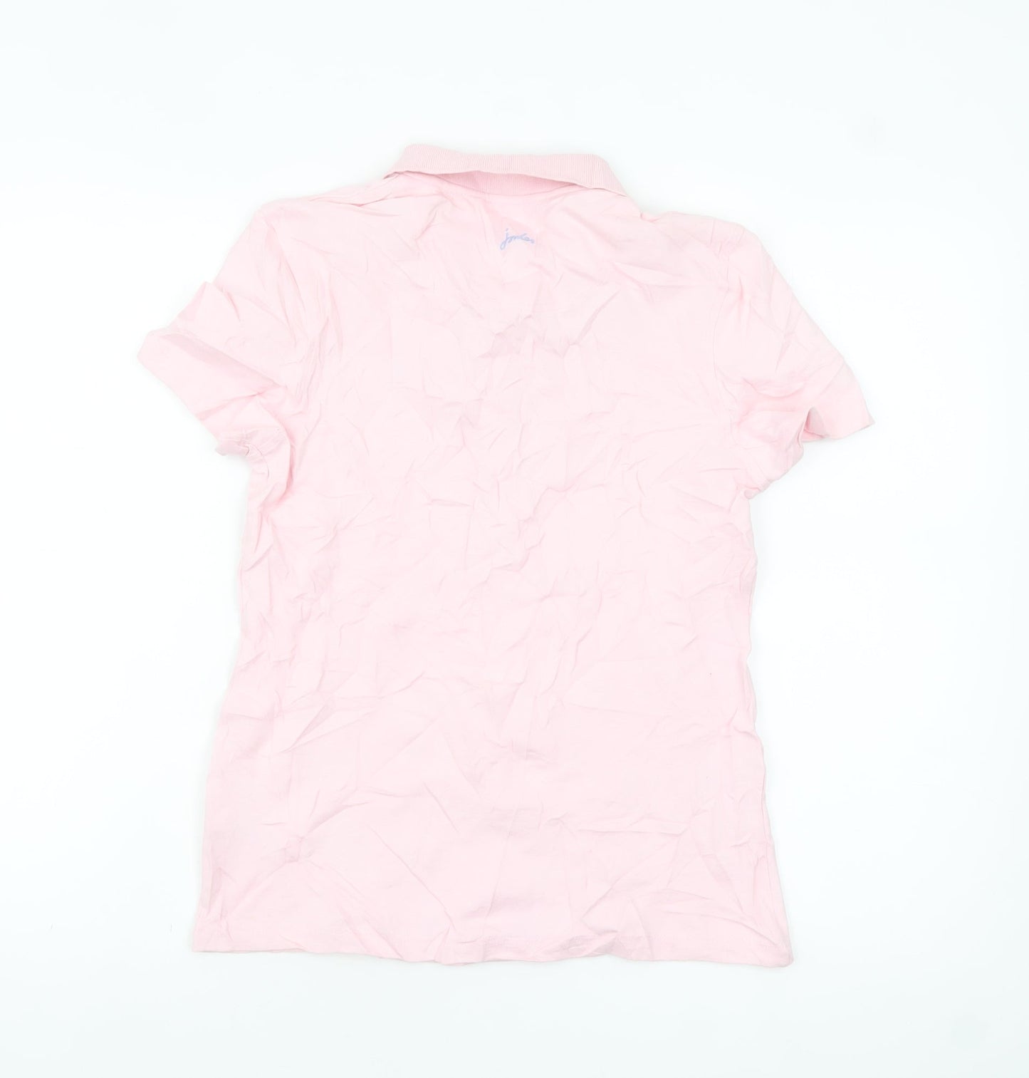 Joules Women's Pink Polo Shirt UK 10 Short Sleeve Cotton Blend