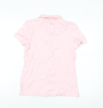 Joules Women's Pink Polo Shirt UK 10 Short Sleeve Cotton Blend