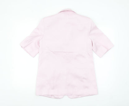 Marks and Spencer Women Pink Linen Blend Short Sleeve Blazer Size 8