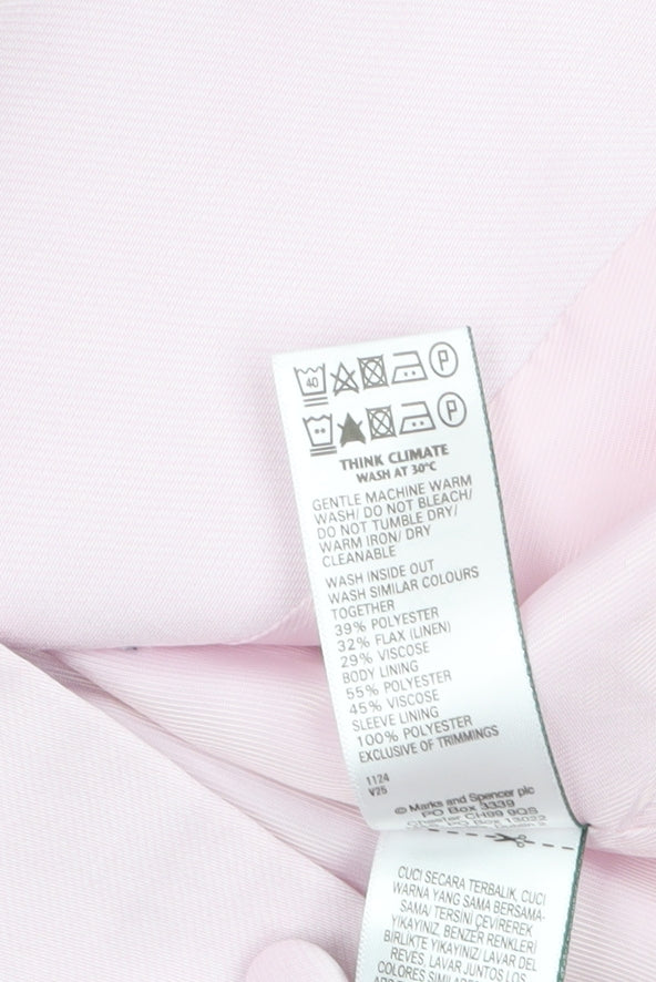 Marks and Spencer Women Pink Linen Blend Short Sleeve Blazer Size 8