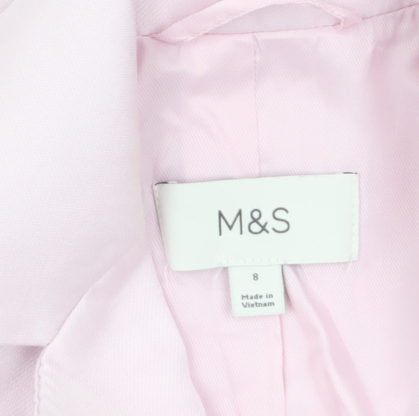 Marks and Spencer Women Pink Linen Blend Short Sleeve Blazer Size 8