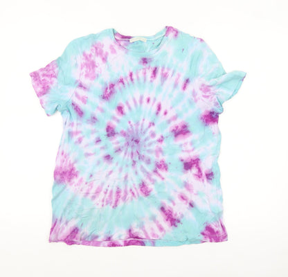 Marks and Spencer Womens Multicoloured Tie-Dye Cotton T-Shirt UK 16