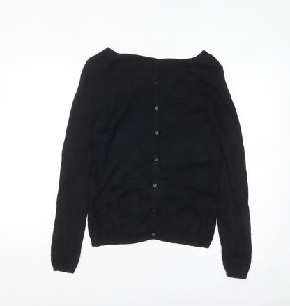 Massimo Dutti Women’s Black Silk Cotton V-Neck Cardigan S