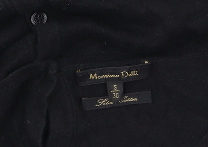 Massimo Dutti Women’s Black Silk Cotton V-Neck Cardigan S