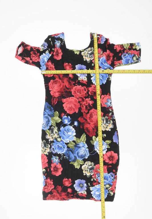 Dorothy Perkins Women’s Multicoloured Floral Bodycon Dress Size 8
