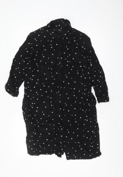Next Women’s Black Polka Dot Long Sleeve Cotton Tunic Shirt Size 10