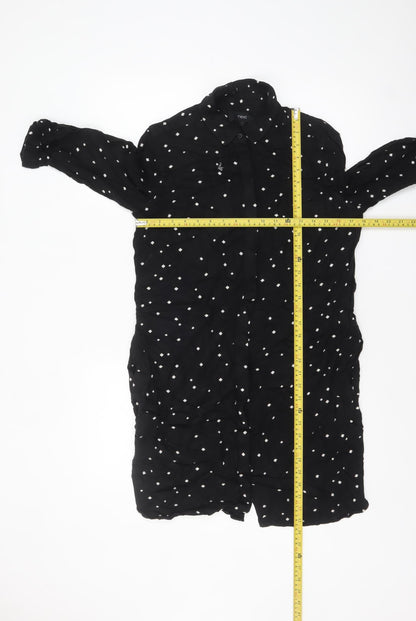 Next Women’s Black Polka Dot Long Sleeve Cotton Tunic Shirt Size 10