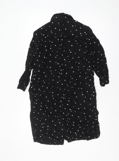 Next Women’s Black Polka Dot Long Sleeve Cotton Tunic Shirt Size 10