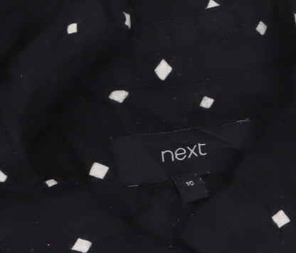 Next Women’s Black Polka Dot Long Sleeve Cotton Tunic Shirt Size 10