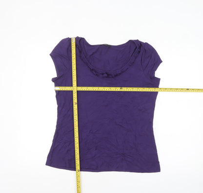 Marks & Spencer Women’s Purple Short Sleeve Scoop Neck Viscose Stretch T-Shirt UK 16
