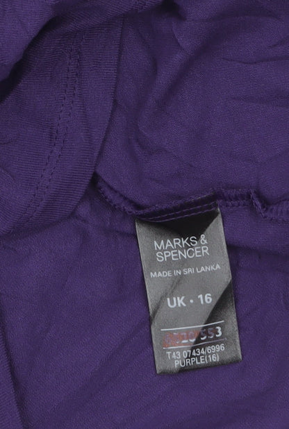 Marks & Spencer Women’s Purple Short Sleeve Scoop Neck Viscose Stretch T-Shirt UK 16