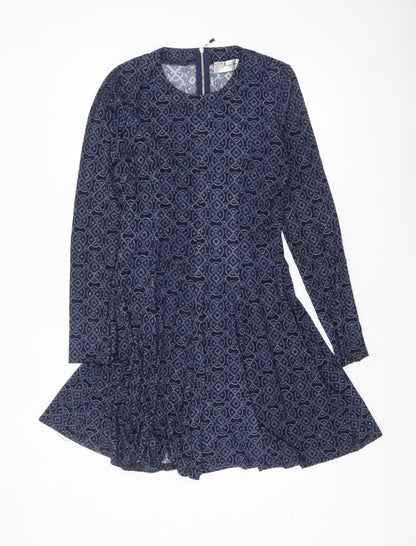 Voulez Vous Women’s Blue Geometric Fit & Flare Dress Size 10