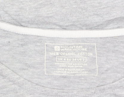 Mountain Warehouse Womens Grey Cotton Short Sleeve T-Shirt Size 6