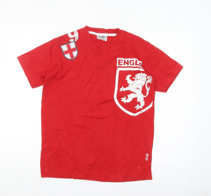 England Warriors Men's Red Graphic T-Shirt Size S Crew Neck