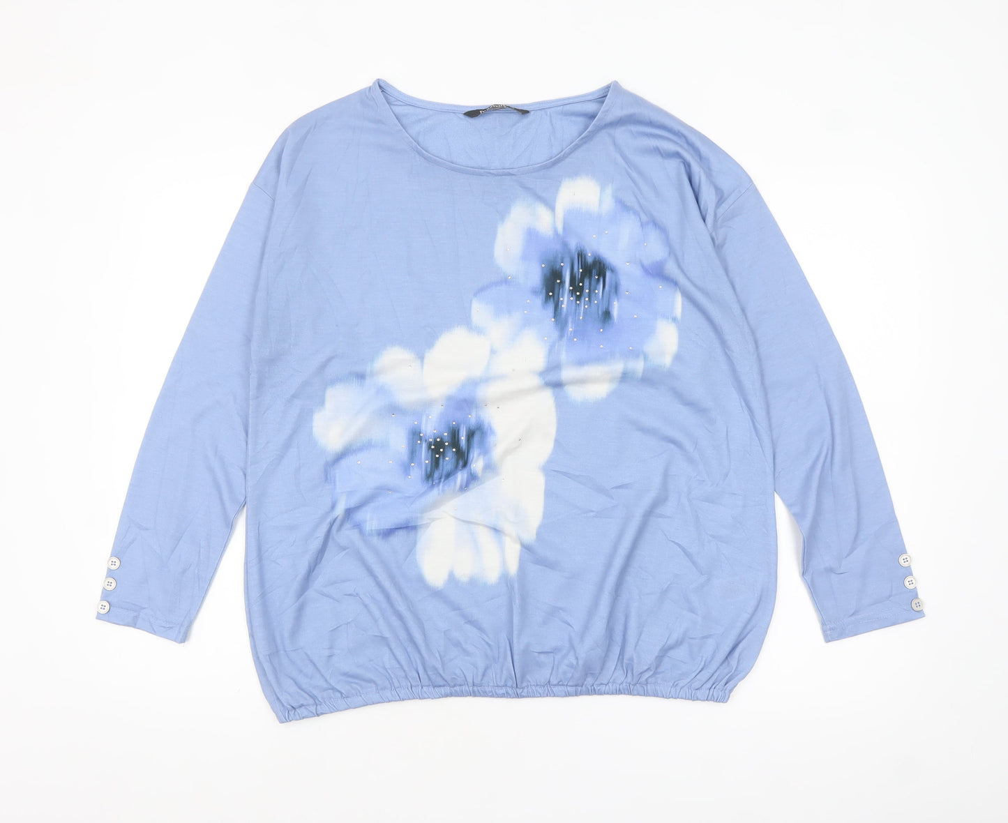 Bonmarché Women’s Blue Floral Tunic Blouse Size 14 Polyester