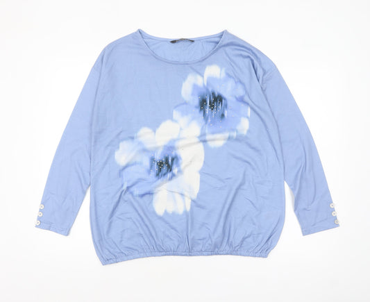 Bonmarché Women’s Blue Floral Tunic Blouse Size 14 Polyester