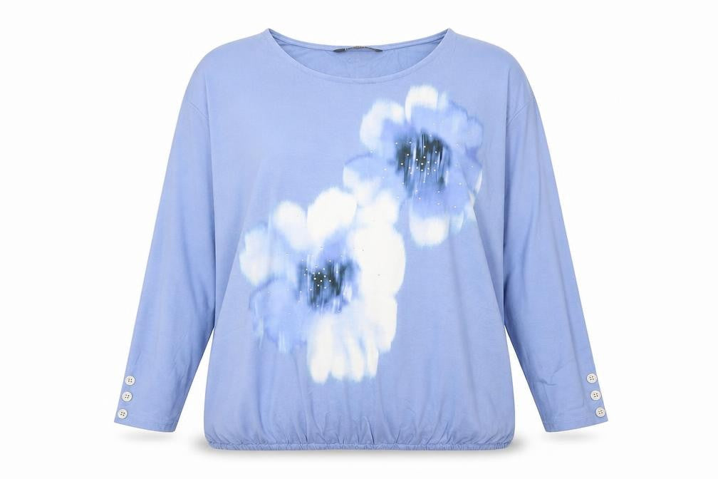 Bonmarché Women’s Blue Floral Tunic Blouse Size 14 Polyester