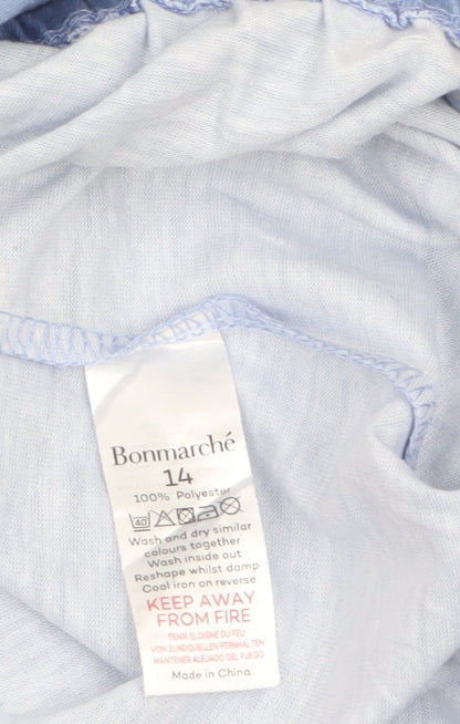 Bonmarché Women’s Blue Floral Tunic Blouse Size 14 Polyester