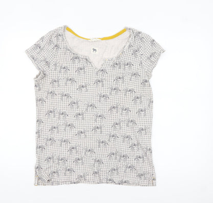 White Stuff Women's White Zebra Print Cotton T-Shirt UK 12