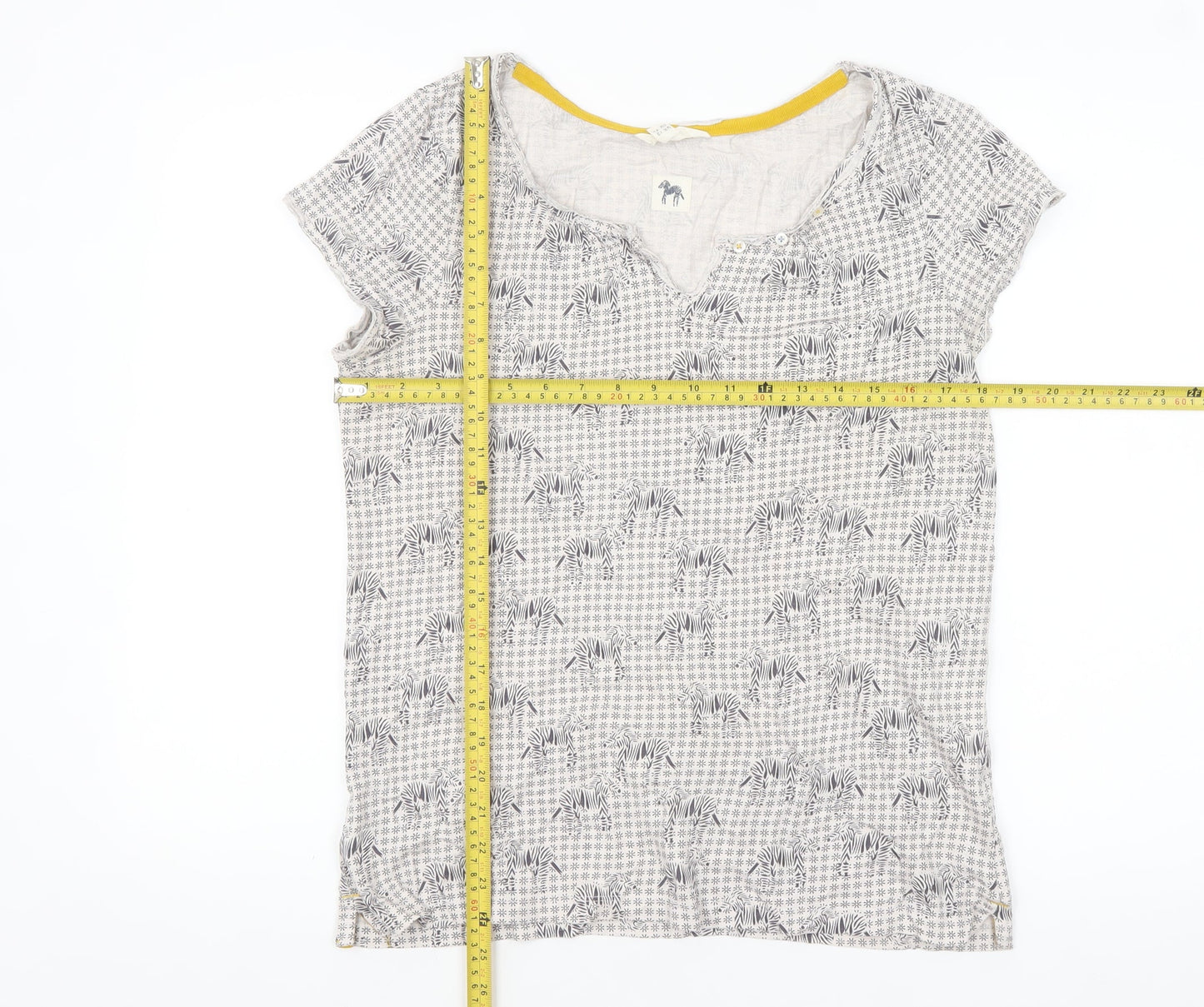 White Stuff Women's White Zebra Print Cotton T-Shirt UK 12
