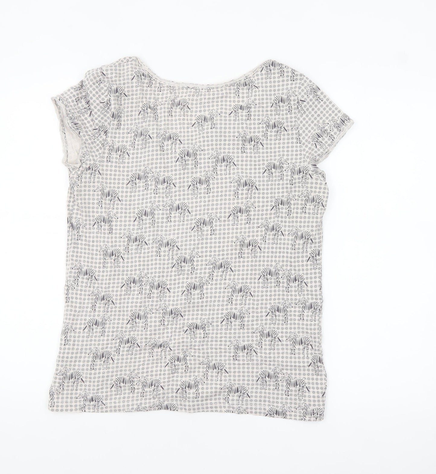 White Stuff Women's White Zebra Print Cotton T-Shirt UK 12