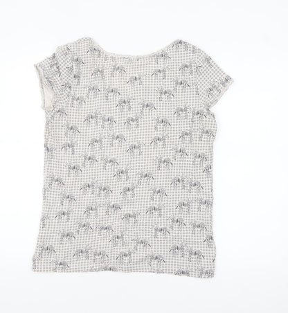 White Stuff Women's White Zebra Print Cotton T-Shirt UK 12