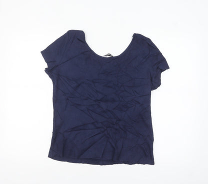 Kaleidoscope Women's Blue Cotton Short Sleeve Scoop Neck Blouse UK 18