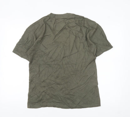 Next Men's Khaki Green Cotton Crew Neck Short Sleeve T-Shirt XS