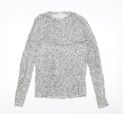 COS Womens White Art Print Long Sleeve Jersey Cotton Top Size 12