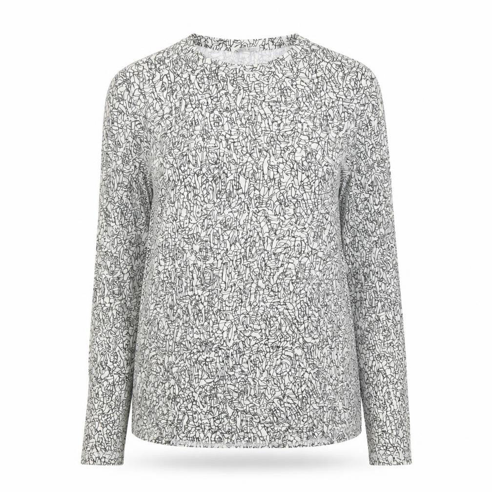 COS Womens White Art Print Long Sleeve Jersey Cotton Top Size 12