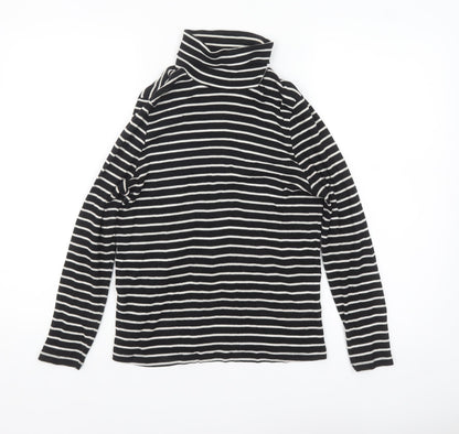 Marks and Spencer Women Black Striped Roll Neck Long Sleeve Top Size 18